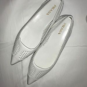 White Prada Flats